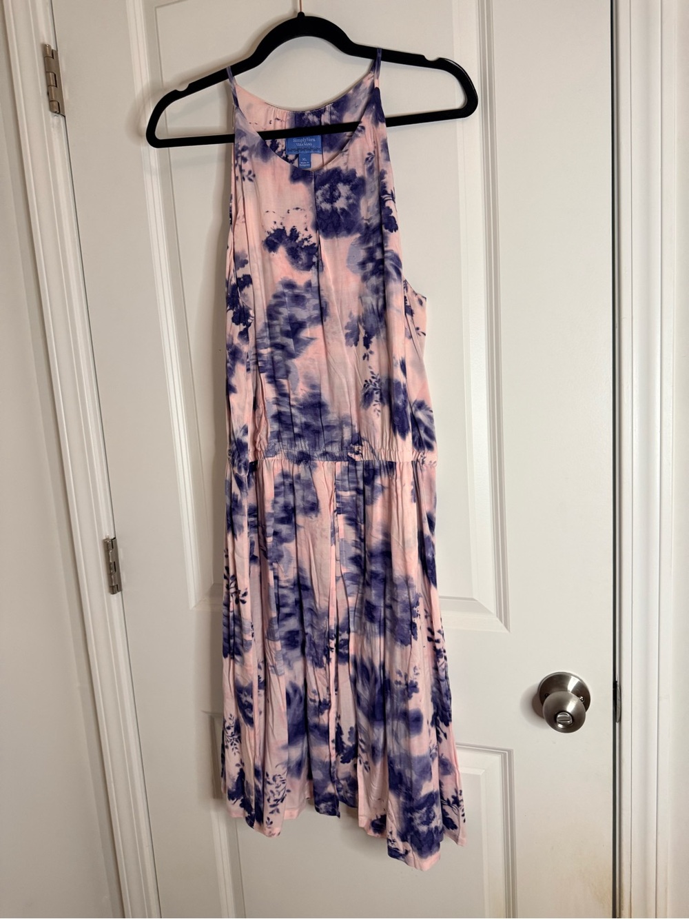 Simply Vera Vera Wang Pink and Blue Tie-Dye Halter Midi Dress